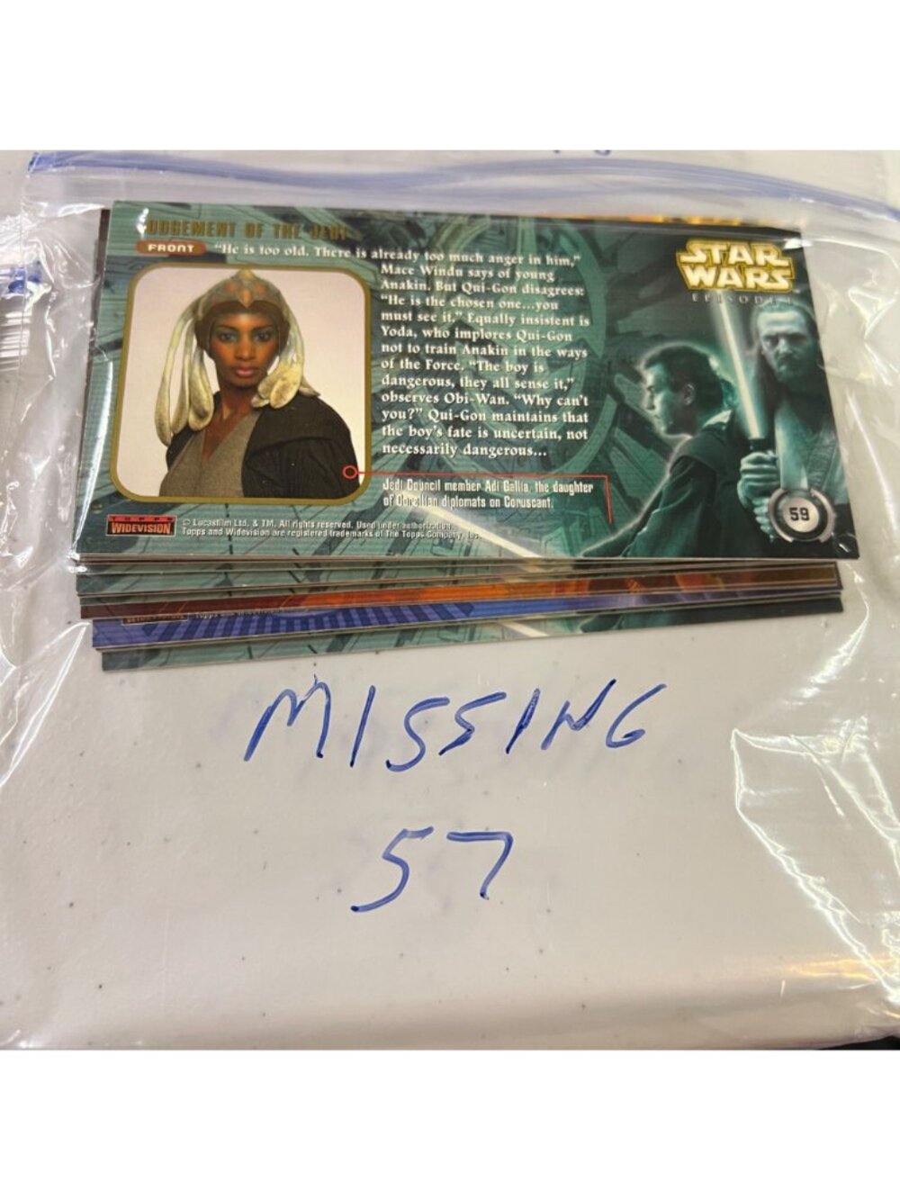 Star Wars Episode 1 Widevision Trading Base Card Set (Missing Card 57) - 1999 - Picture 2 of 6